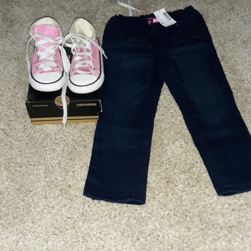 Toddler sneakers and jeans